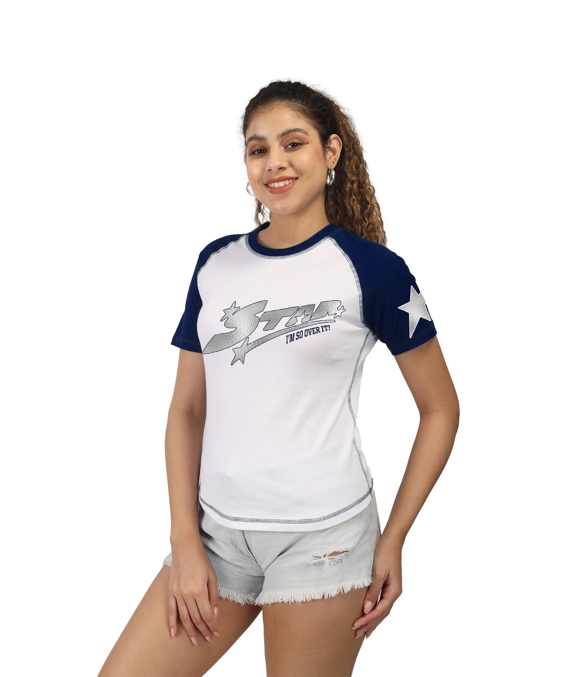SHODOX Womens 100% Cotton Printed Regular fit Round Neck Short Sleeve Tshirt (Pack of 1)