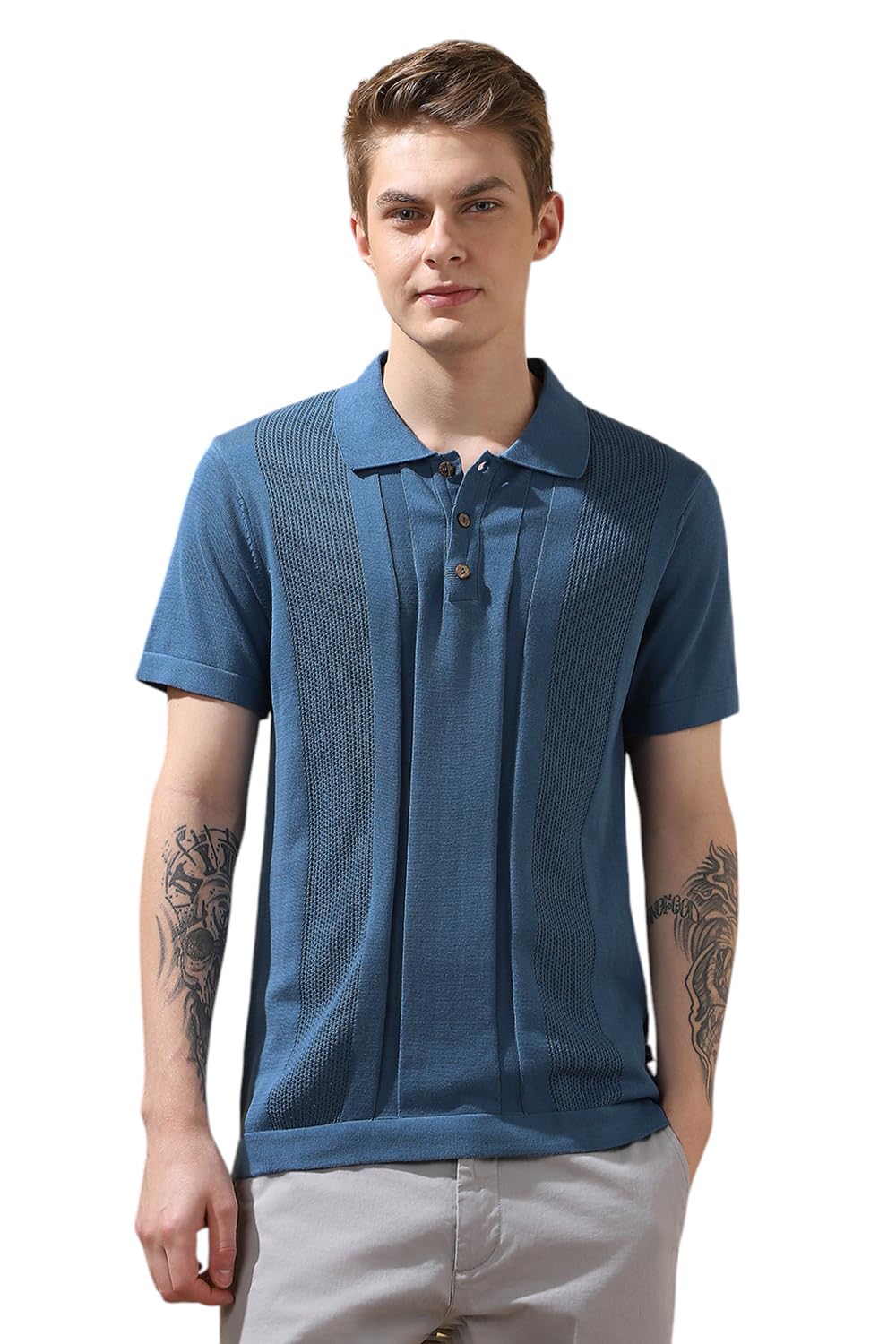 Dennis Lingo Men Regular Fit Blue Half Sleeves Cotton T-Shirts