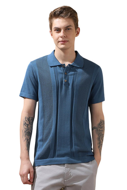 Dennis Lingo Men Regular Fit Blue Half Sleeves Cotton T-Shirts