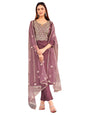 Womanista Women's Mauve Embroidery Kurta with net Dupatta & Trouser