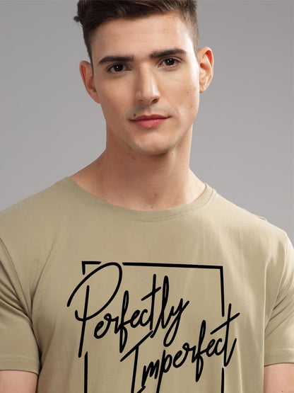 ADRO Mens Printed T Shirt - Premium Cotton Graphic Printed Tshirt - Beige T-Shirt - RN24-FECT-BE