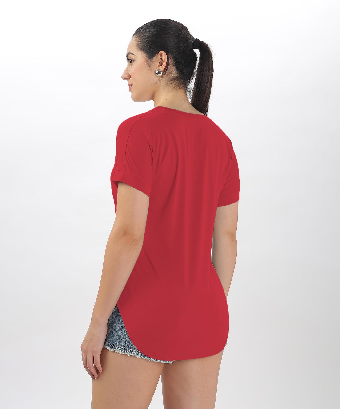 SHODOX Womens Cotton Blend Solid Regular fit Round Neck Short Sleeve T-Shirt (Pack of 1)
