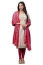 Aurelia Women Raspberry Pink Floral Printed Silver Chiffon Dupatta