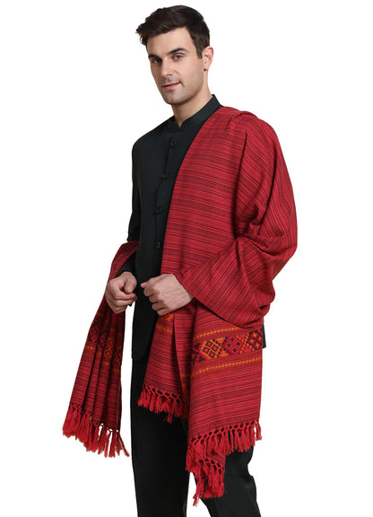 Weavers Villa Mens Acro Wool Blended Shawl - Handloom Woven Kullu Pattern - Stoles for Men - Gents Shawls - Soft & Warm Wrap -