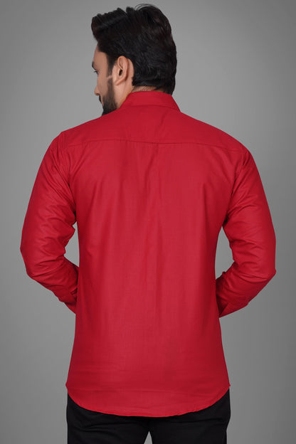 Besix Full Sleeve Red Formal Shirt For Men Cotton Regular Fit Casual - Pure Premium Branded Shirts For Men Formal Stylish Slim P