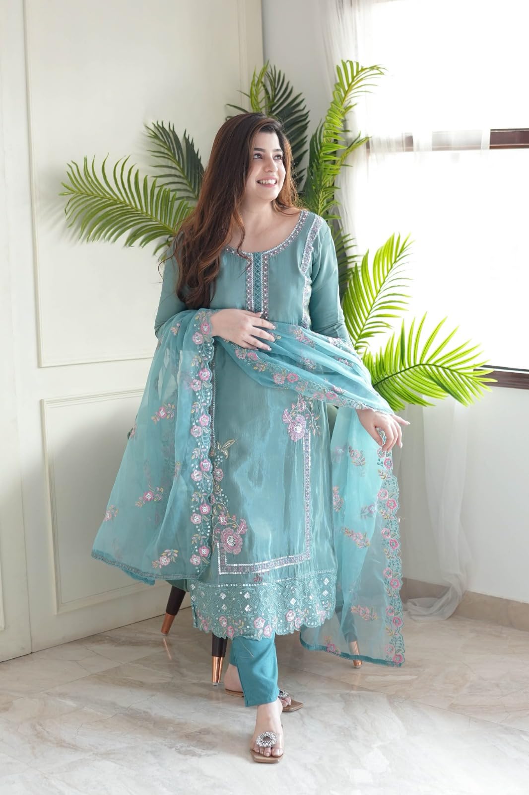 Fashion Basket Silk Wine Embroidered Kurta Set With Duptta For Women