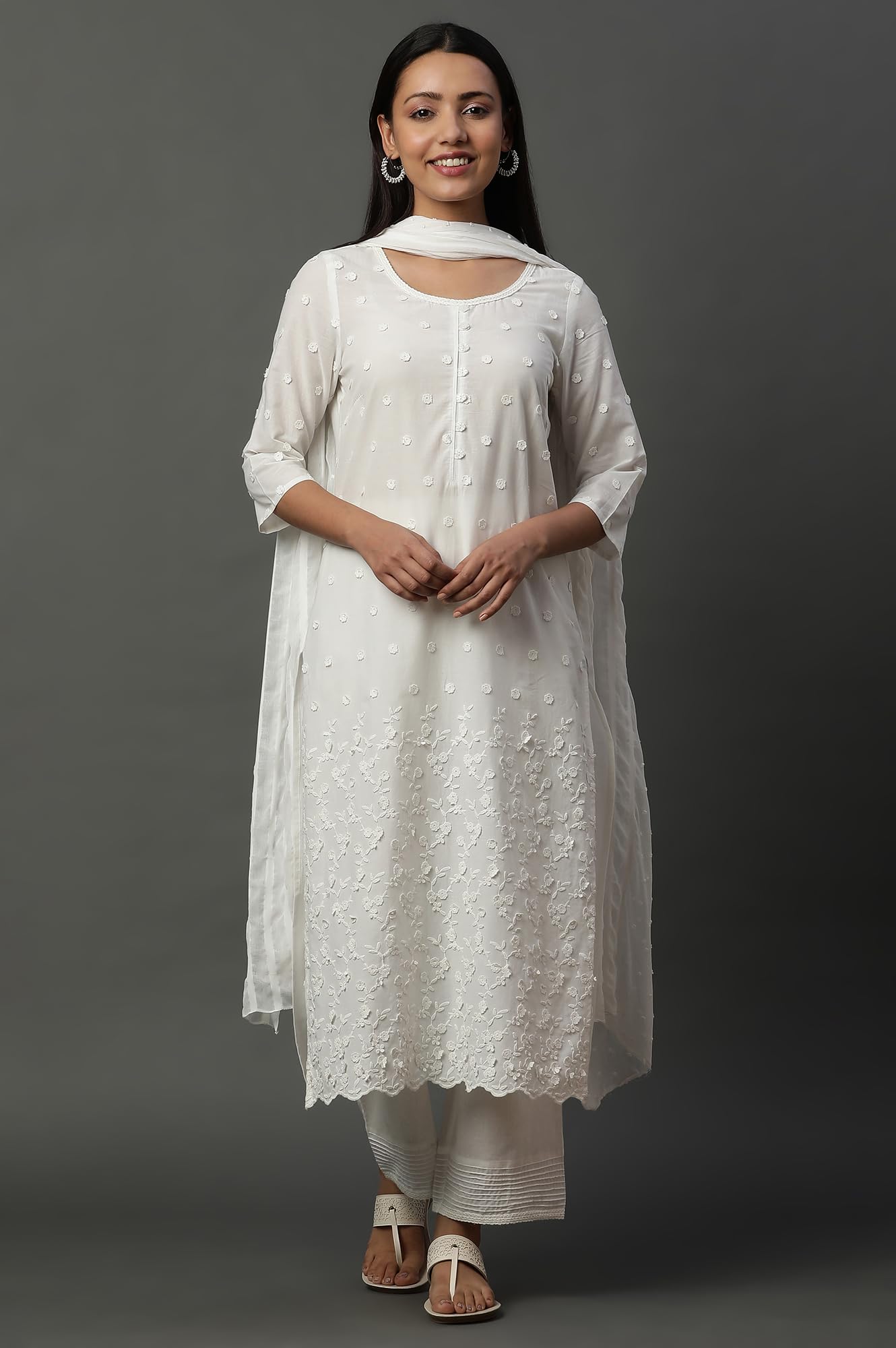 Aurelia WomenS Cotton Kurta Set (24Feas14977_White