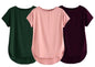 Fabricorn Combo Of Three Plain Bottle Green, Dusty Rose And Wine Round Neck Up And Down Cotton Tshirt For Women (Bottle Green, D