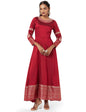 W for Woman Womens Viscose Maroon Embroidered Festive Gown Ankle Length Dress (22AUW18361-217627