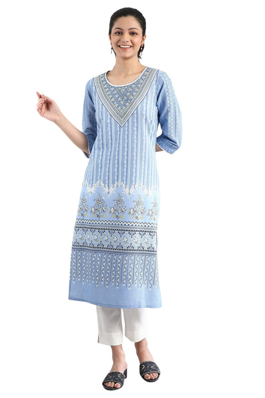 Aurelia Women's Cotton Blend Printed Regular Kurta