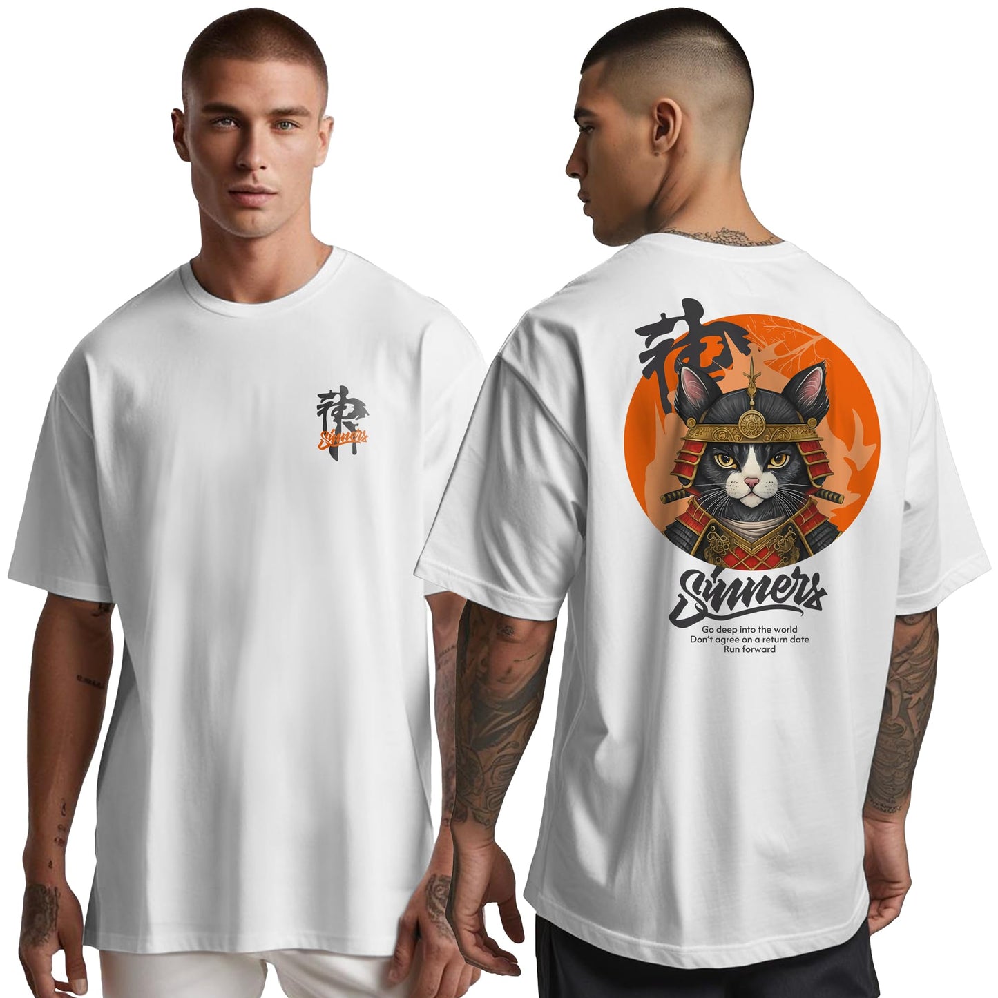Peppyzone Mens Oversized Fit T-Shirt (PZ-OST-Trendy50_White