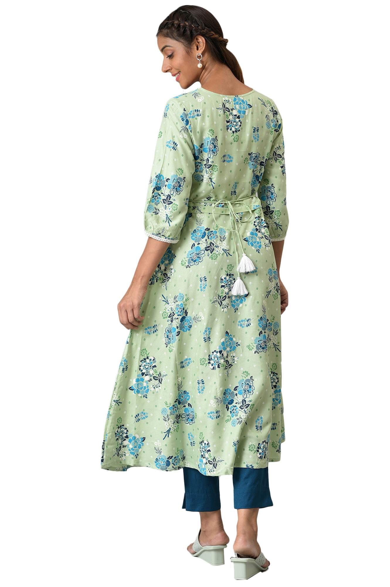 Aurelia WomenS Viscose Regular Kurta (22Aua13369-505802_Green