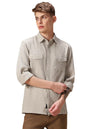 Dennis Lingo Relaxed Fit Full Sleeves Spread Collar Textured Men Shirt Beige