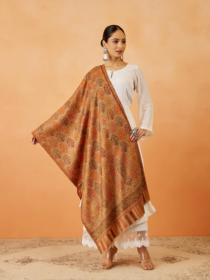 Pashmoda Women Gulnaz Kaani Wool Blend Kashmiri Shawl, Stole, Scarf, Luxury Pashmina Evening Wrap (Size: 101 X 203 CM)