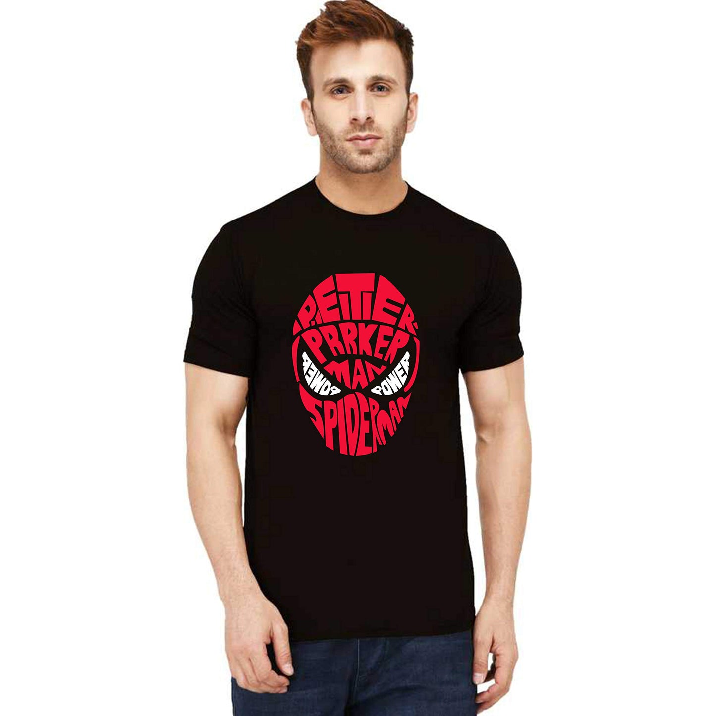 Uniplanet Store MenS Cotton T Shirt With Spiderman Theme Round Neck Half Sleeves Graphic Printed Pattern Regular Fit And Standa