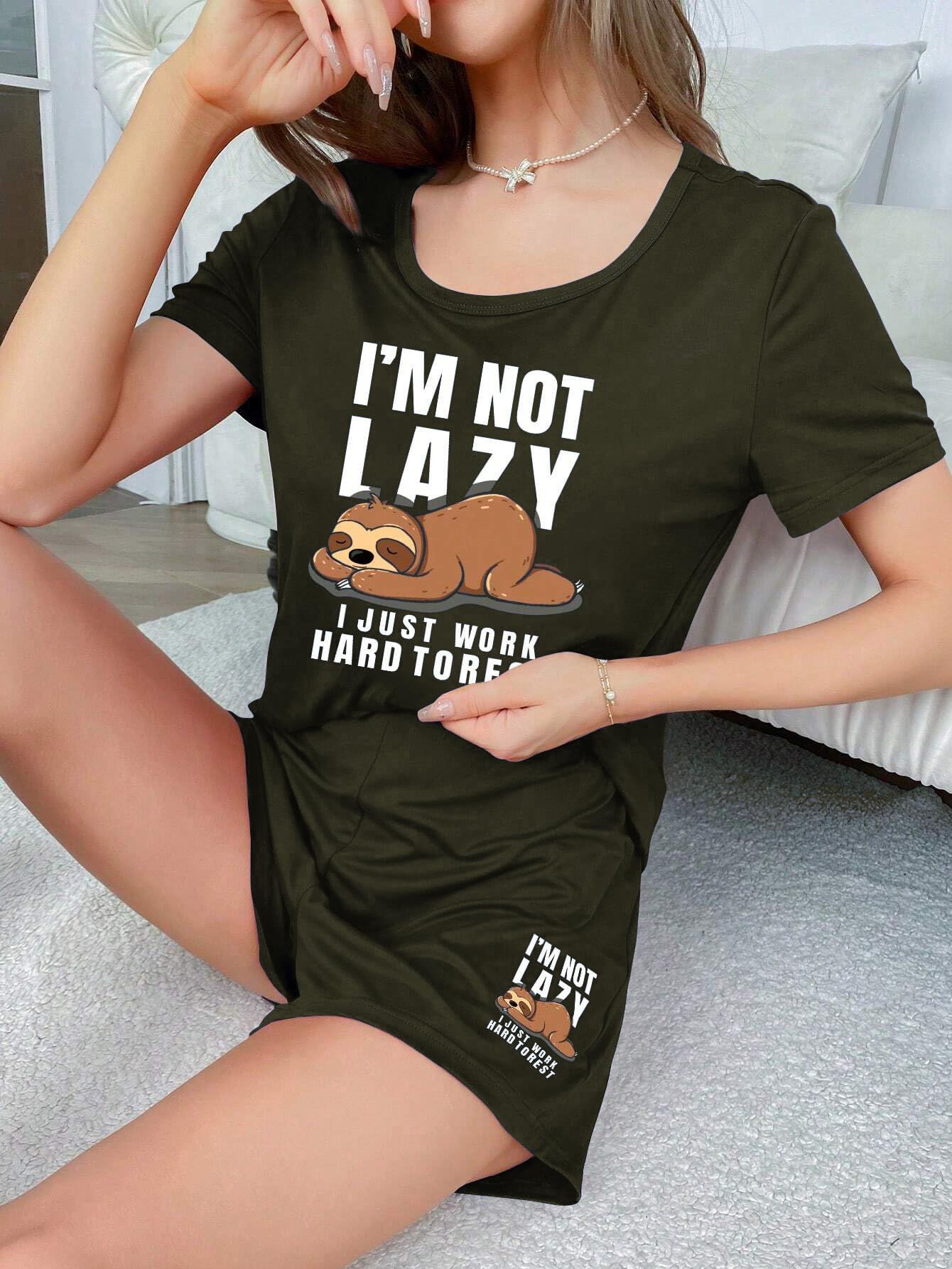 SMOWKLY Womens Cotton Half Sleeve T-Shirt & Short Pyjama Set || Printed Top & Shorts Nightsuit Pair for Women || Casual Two-Pie