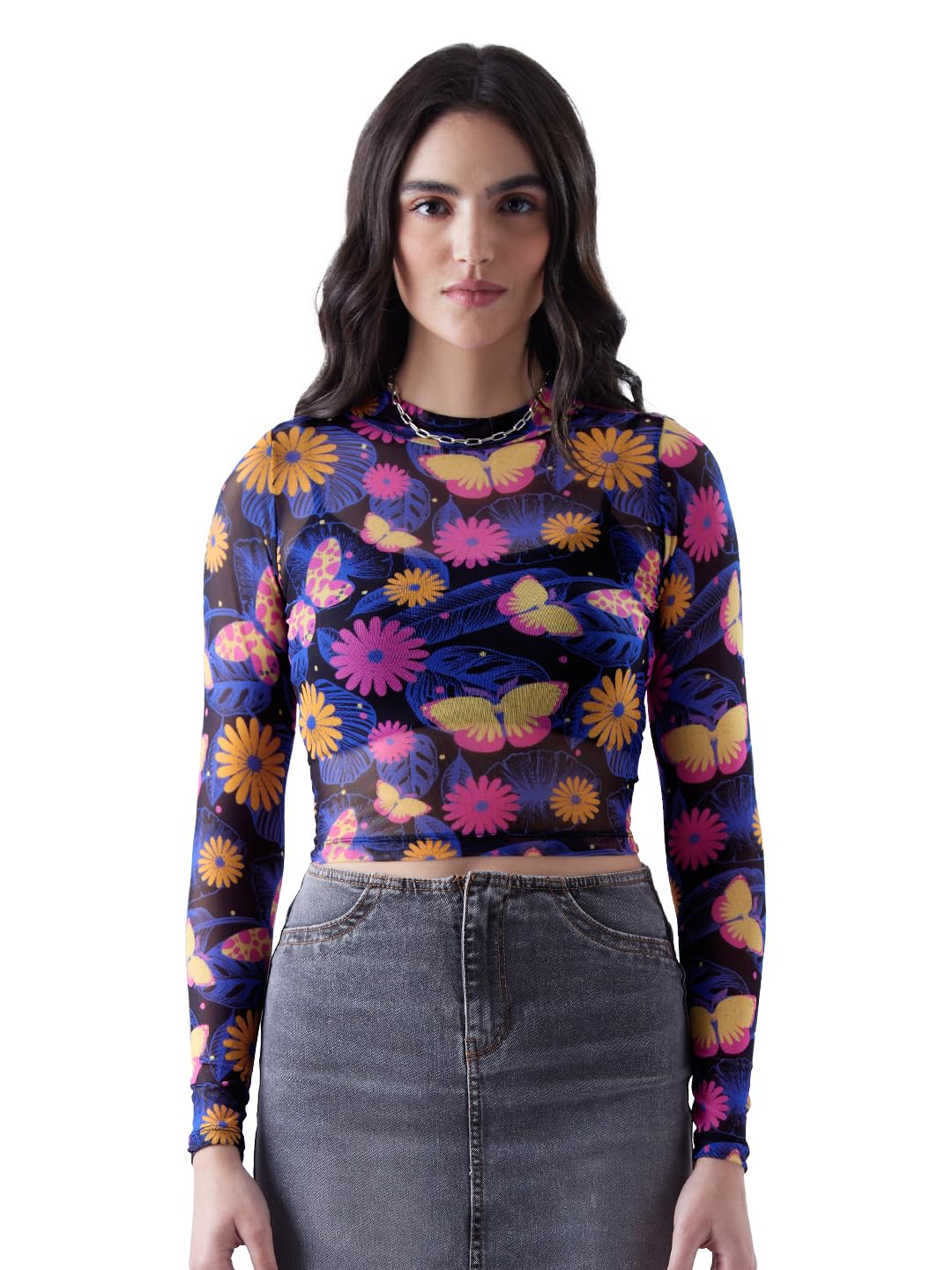 The Souled Store TSS Originals: Floral Night Women Cropped Tops Womens Crop Tops for Summer Trendy Casual Sleeveless Cropped Ta