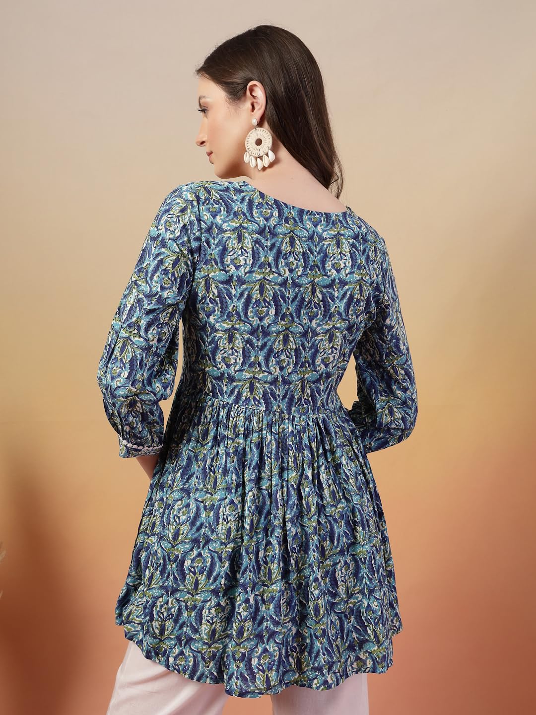 Stylum Womens Blue Floral Printed Rayon Peplum Top