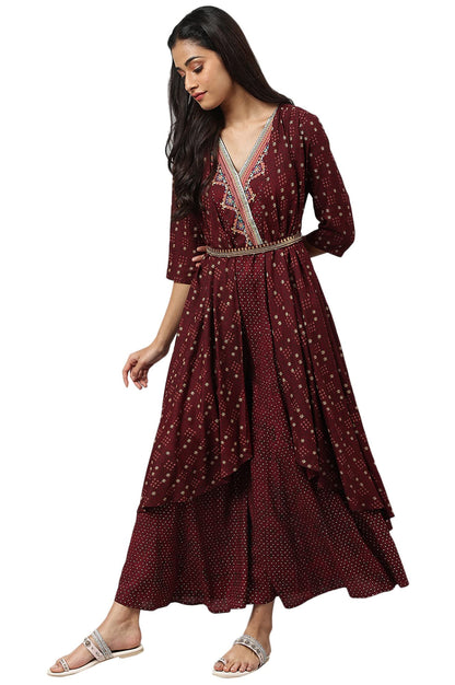 W for Woman Heavy Festive Gillet Kimono Jumpsuit with Metallic Embroidery