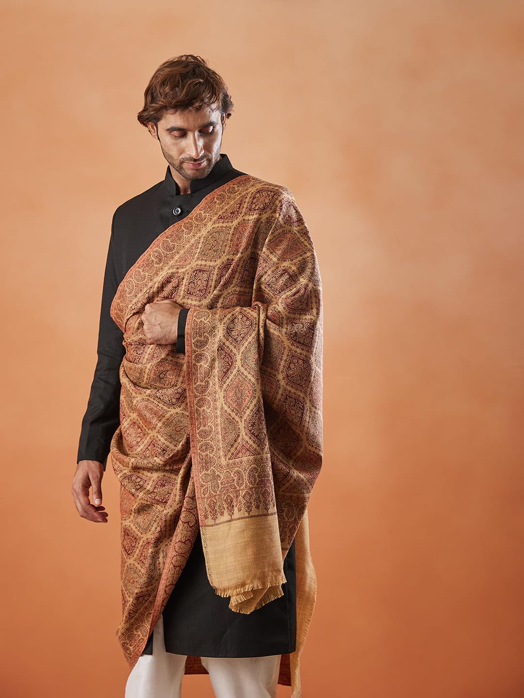 Pashmoda Men Shabnam Jamawar Shawl (Size: 101x203 Cm)