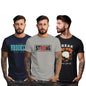 Peppyzone S to 5XL Stylish Printed Cotton Round Neck Tshirt for Men - 100% Cotton, Half Sleeve, Combo Pack of 3 T Shirts for Men