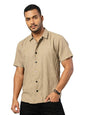 Rigo Linen Embroidery Regular Fit Shirt for Mens | Half Sleeve Shirt for Men | Summer Shirts for Men Beige