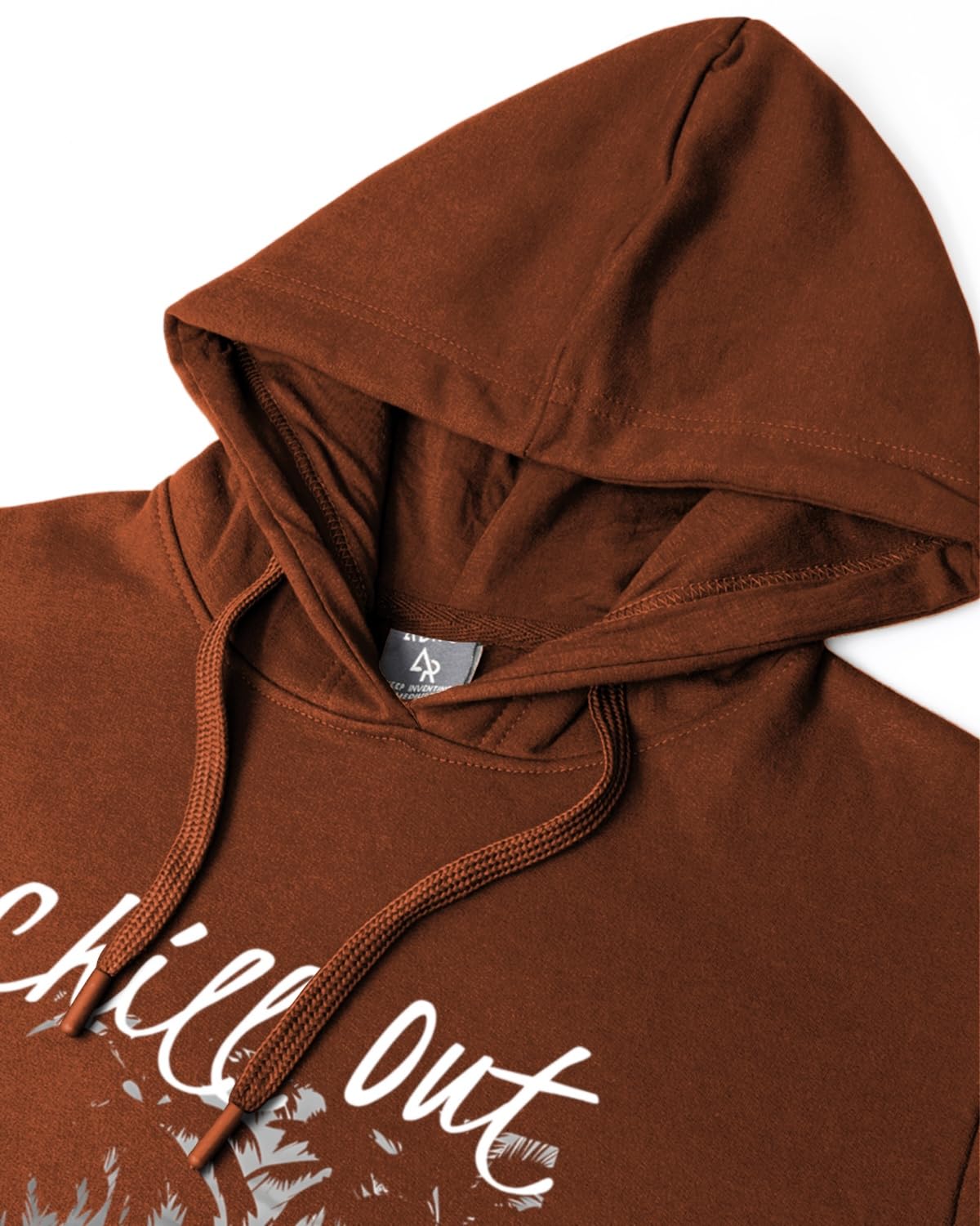 ADRO Men's Cotton Neck Hooded Sweatshirt (H24-CHILL-BR_Downtown Brown