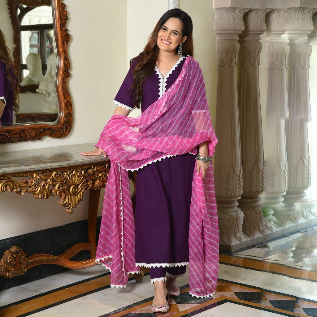 GoSriKi Women's Kurta and Pants & Dupatta