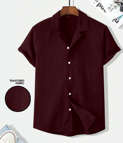 Funky Rich MenS Solid Modern Fit Shirt (3288- Maroon