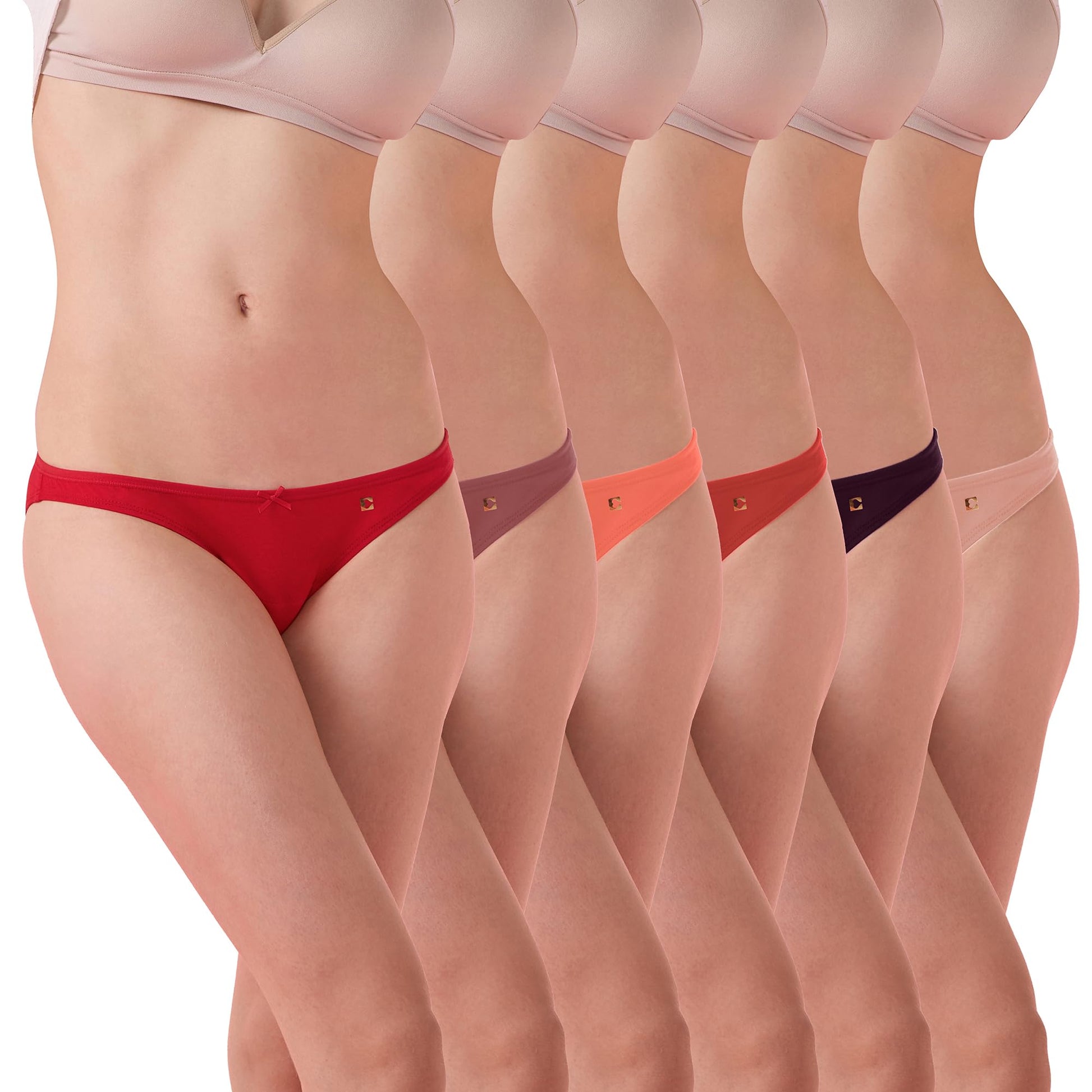 Enamor Womens Cotton Blend Classic Solid Briefs (Pack of 6) (CB17_Multicolorsolid