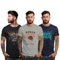 Peppyzone S to 5XL Stylish Printed Cotton Round Neck Tshirt for Men - 100% Cotton, Half Sleeve, Combo Pack of 3 T Shirts for Men