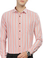 Mildin MenS Pure Cotton Striped Printed Shirt With Spread Collared Neck Full Sleeve Curved Hemline Button Closure And Regular F