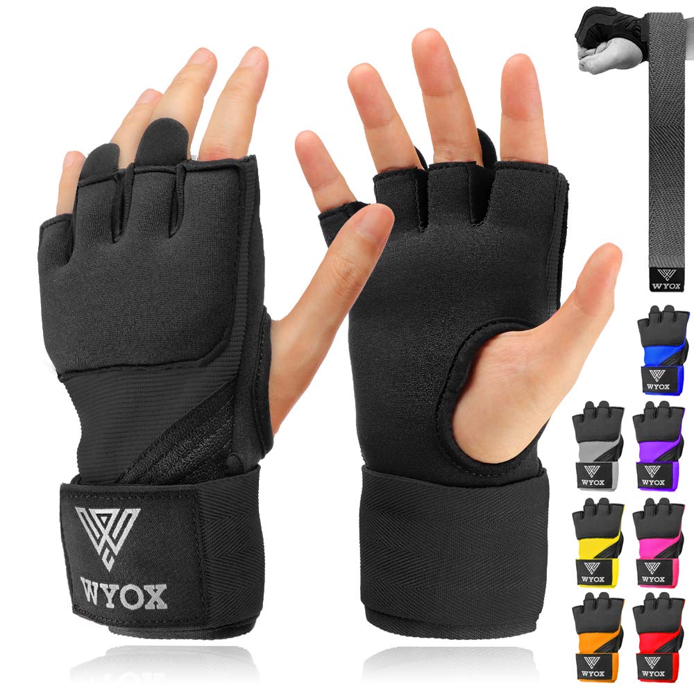 WYOX Gel Quick Hand Wraps for Boxing MMA Kickboxing - EZ-Off & On - Padded Knuckle with Wrist Wrap Protection for Men Women Yout