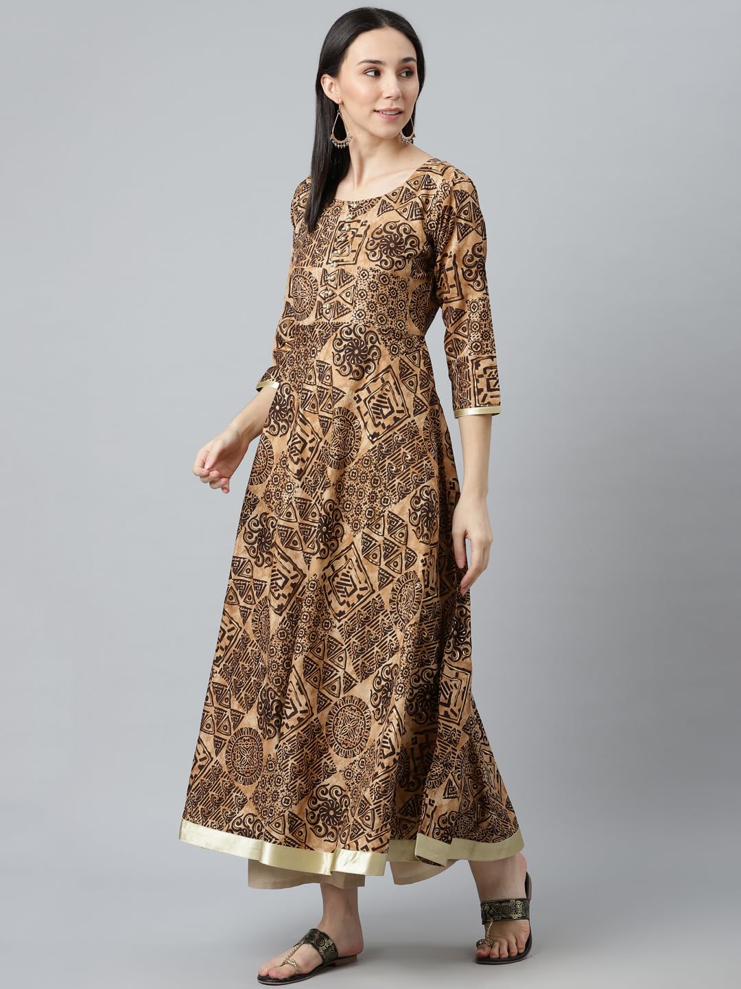 Libas Women's Printed Silk Anarkali Kurta