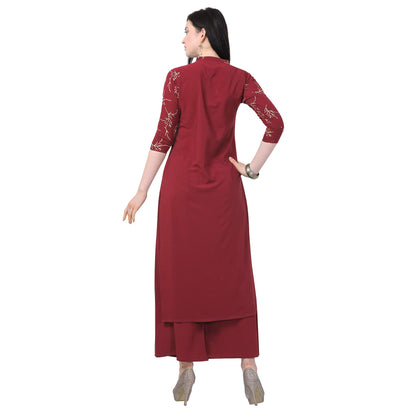 NAINVISH Women Crepe Straight Kurti with Palazzo