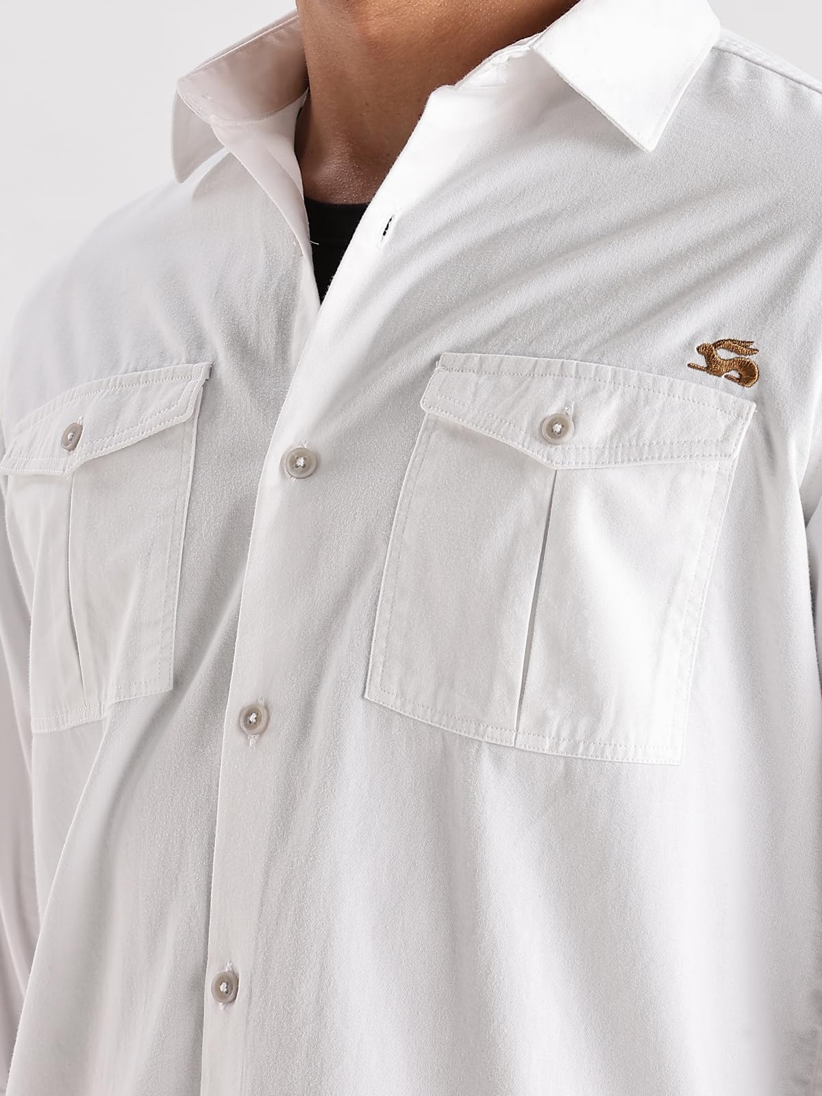 ADRO Cargo Shirts for Men | Double Pocket Mens Casual Shirt | 100% Cotton Plain Shirts | Full Sleeve Shirt | Summer - Regular Fi