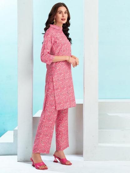 Selvia Co-ords Set for Women | Cotton Blend Top & Trouser Co-ords Set | Formal Co-ords Set for Women | Printed Two Piece Co-ord