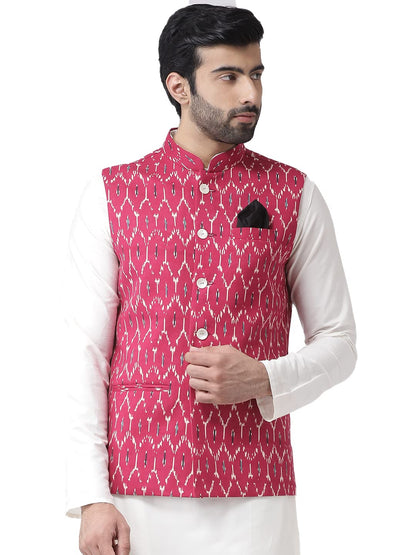 Kisah Nehru Jacket For Men  Printed Cotton Blend Modi Jacket | Ethnic & Formal Waist Coat For Weddings, Parties & Office Wear