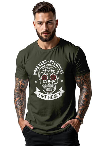 Peppyzone Mens Regular Fit T-Shirt (PZ-GYM153_Olive