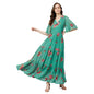 Rare Women'S Georgette Fit And Flare Maxi Casual Dress (Ep6216_Green_X-Large)
