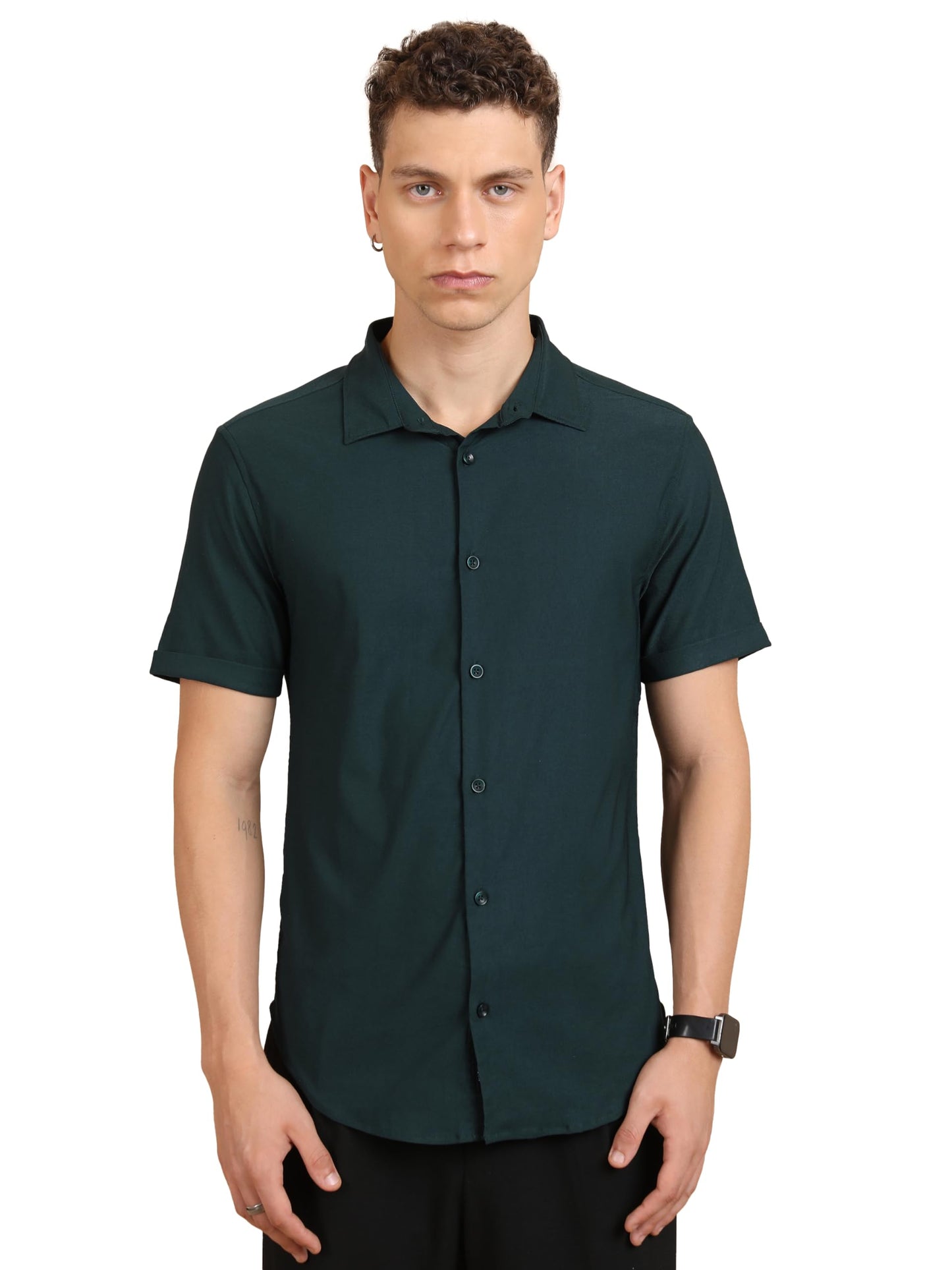 Ketch Mens Half Sleeve Slim Fit Shirt KHSH001681 Teal S