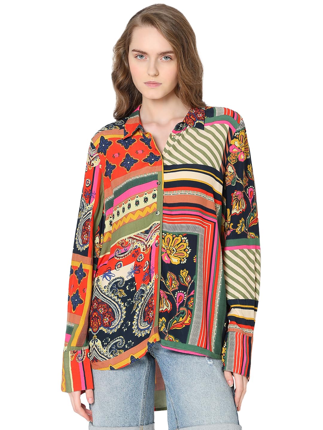 Vero Moda Women Ethnic Motifs Multicolor Viscose Relaxed Fit Shirt