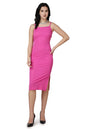 Popwings Casual Solid Knee Length Bodycon Dress For Women | Strap Boat Neck Bodycon Dress For Women | Summer Stylish Western Bod