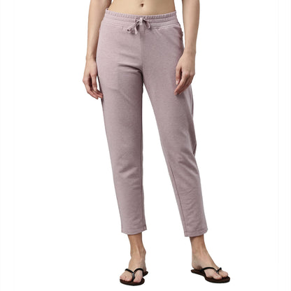 Enamor Essentials Womens Slim Fit Mid Rise Cotton French Terry Ankle Length Lounge Pants with Wide Waistband Drawstring & Side P