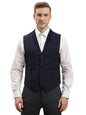 Turtle Men Terry Rayon Self Design Navy Blue Waistcoat