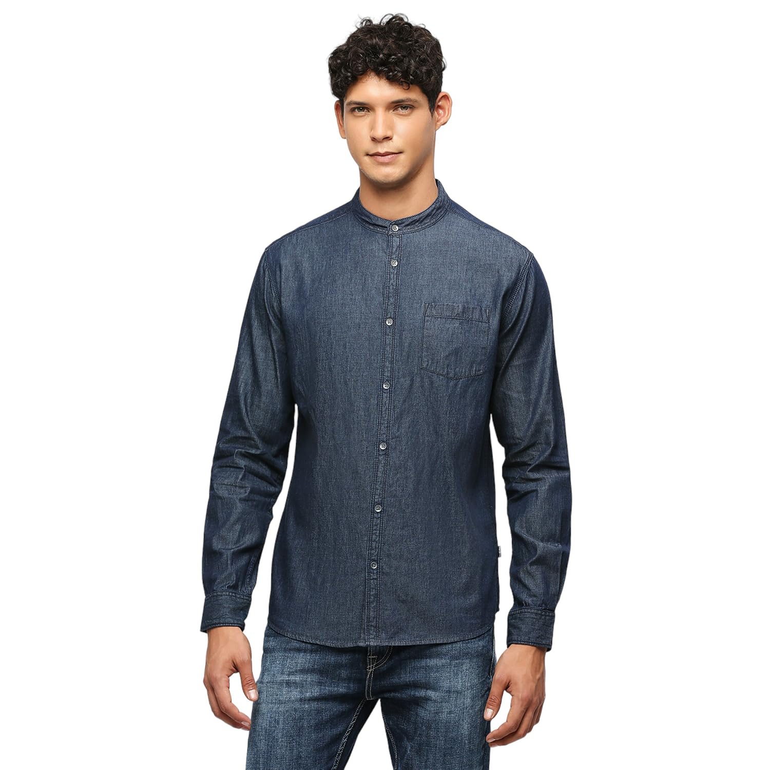Pepe Jeans MenS Solid Regular Fit Shirt (Pm308544Ca0_Dark Wash Indigo Blue