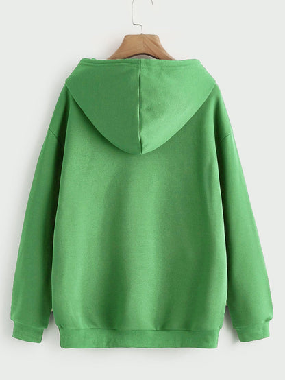 Kotty Women Full Sleeve Hooded Printed Sweatshirt Lime Green