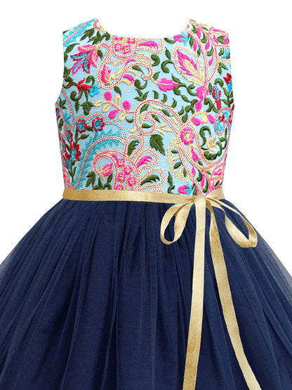 A.T.U.N. (ALL THINGS UBER NICE) Girls Embroidered Birthday Party Frock Dress