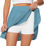 SHODOX Womens Highwaist Stretchable Skater Skirts Knee Length Inbuilt with Inner Safety Shorts - Tennis Skirts with Shorts, Perf