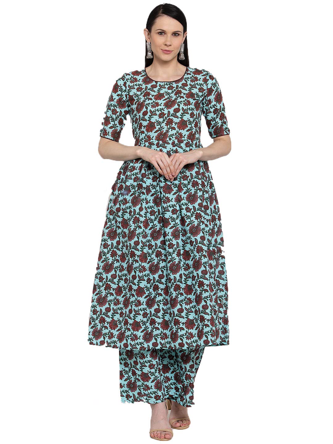 Anni Designer WomenS Multi Cotton Anarkali Kurta With Plazzo (Daisy Multi_Xl) Multicolour